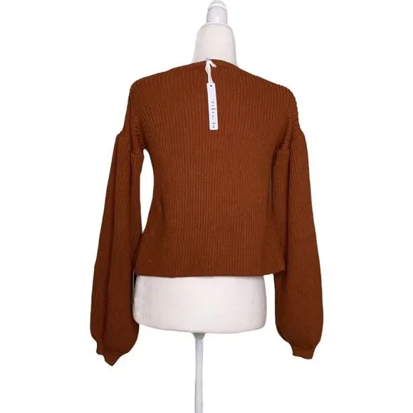 Maisie Peter Bishop Sleeve Sweater Rust Brown XS - Picture 3 of 11